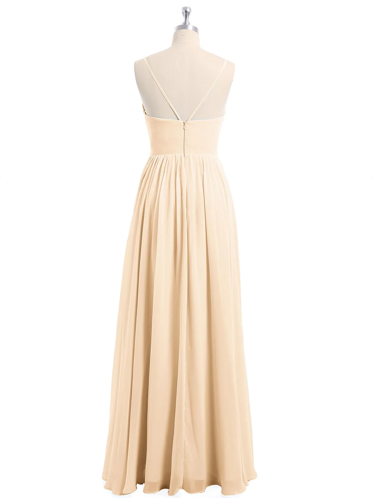 Chiffon Bridesmaid Dresses with Spaghetti Straps-Peach
