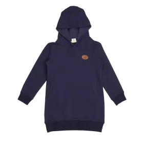 Hooded sweatshirt dress- navy