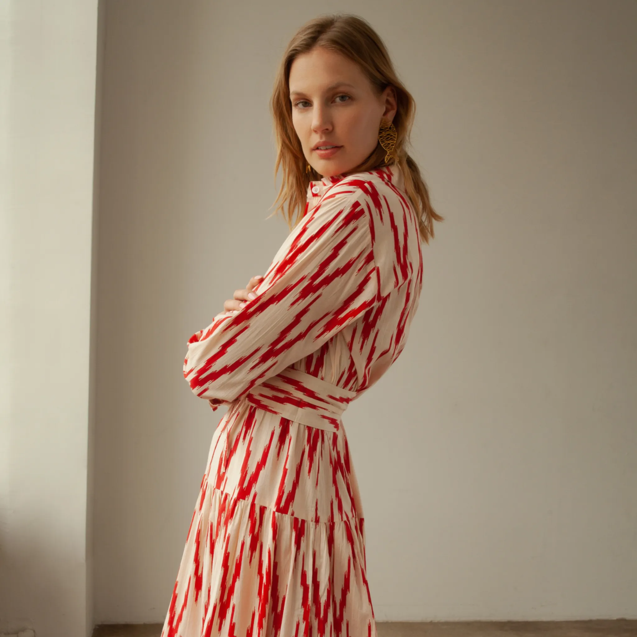 Meredith Ikat Dress Red